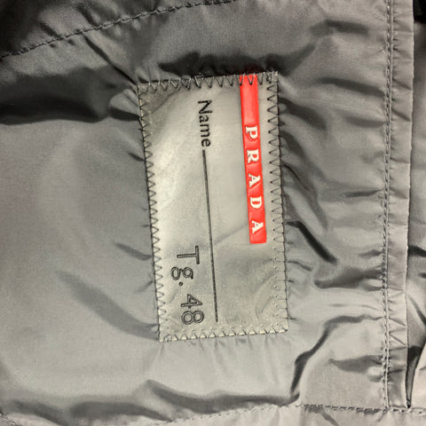 PRADA Taille 38 Manteau de sport à revers cranté en nylon anthracite