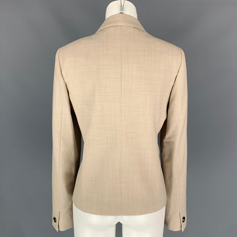 MAX MARA Size 12 Beige Virgin Wool Notch Lapel Jacket