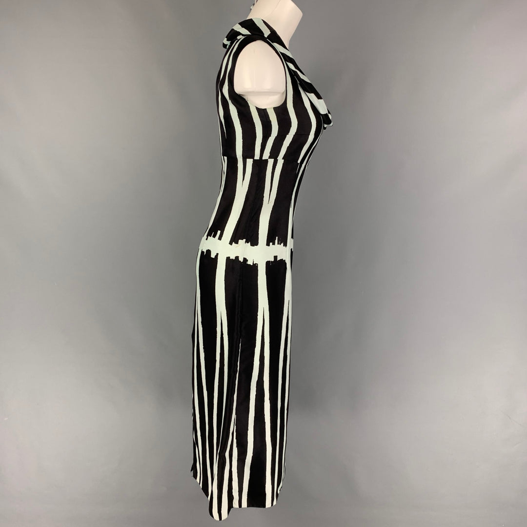 MIU MIU Vestido sin mangas de seda azul claro negro talla 4
