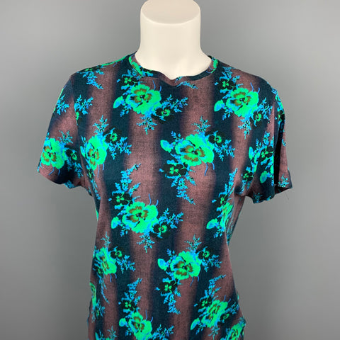 CHRISTOPHER KANE Taille M Jersey multicolore Coton floral Pull à manches courtes