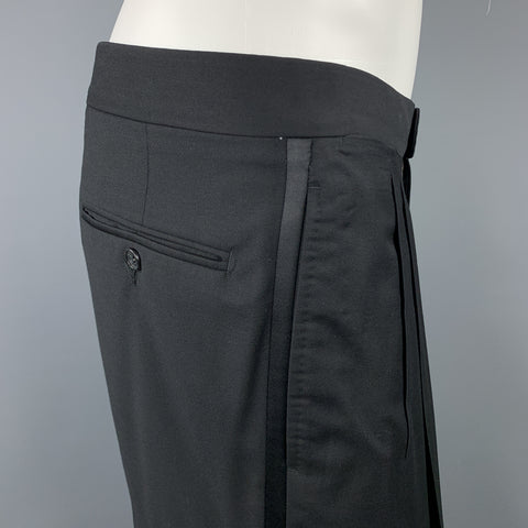 ERMENEGILDO ZEGNA 38 Short Black Wool Peak Lapel Tuxedo
