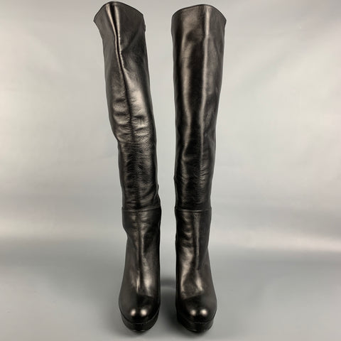 STUART WEITZMAN Size 7 Black Nylon Mixed Fabrics Pull On Boots
