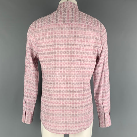 MR. TURK Size M Pink White Cotton Long Sleeve Shirt