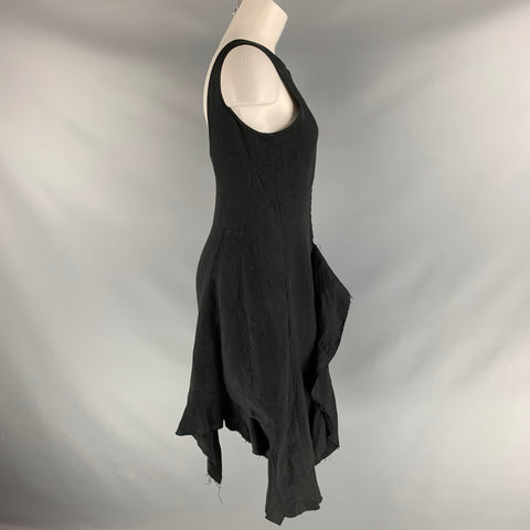 YOHJI YAMAMOTO Size S Black Linen Solid Dress