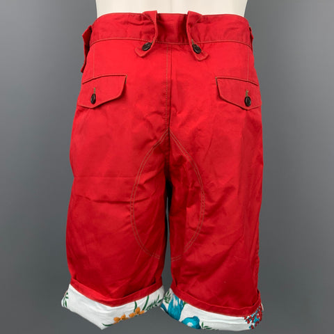 JUNYA WATANABE Size XL Red Polyester Blend Pleated Shorts