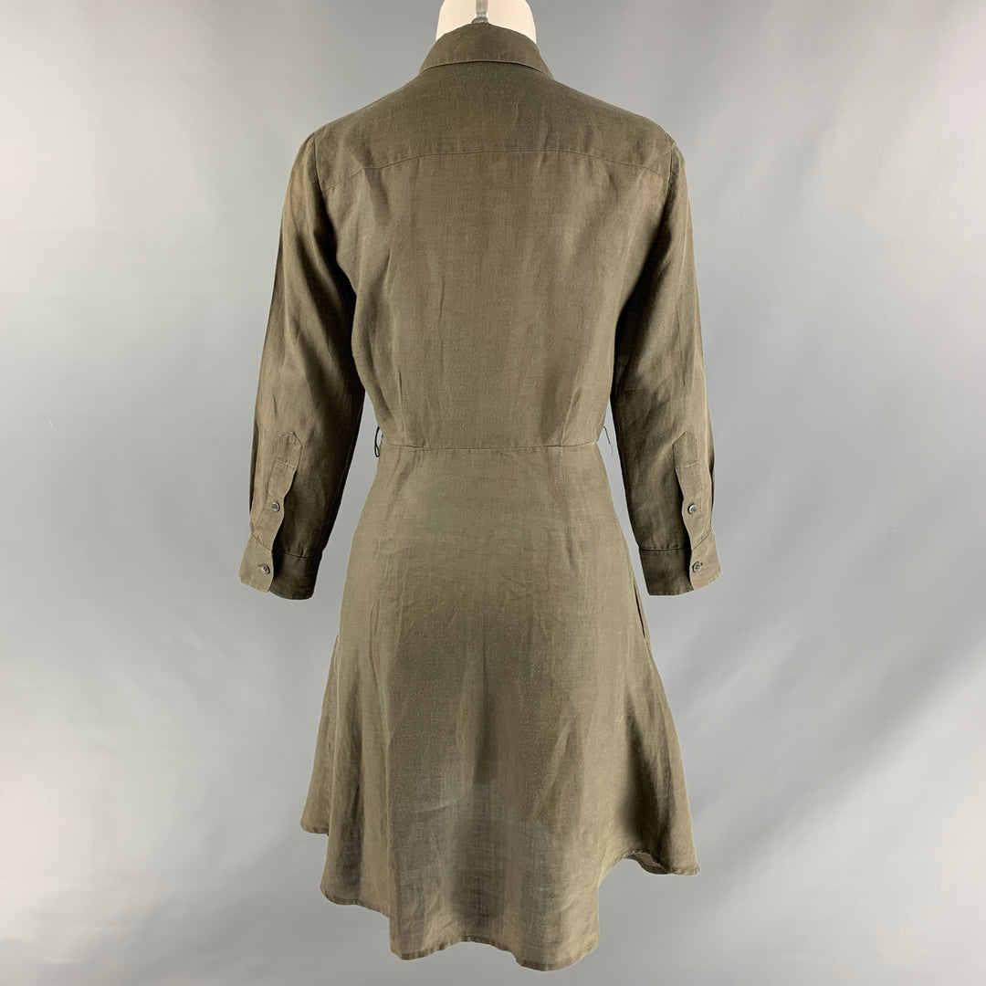 THEORY Size 2 Olive Ramie Solid Shirt dress – Sui Generis Designer  Consignment