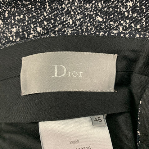 DIOR HOMME Size 30 Black & White Marble Cotton Flat Front Dress Pants