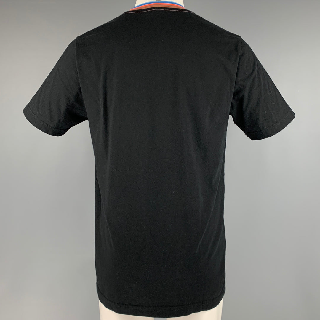 MARNI Size M Black Orange Contrast Trim Cotton Short Sleeve T-shirt