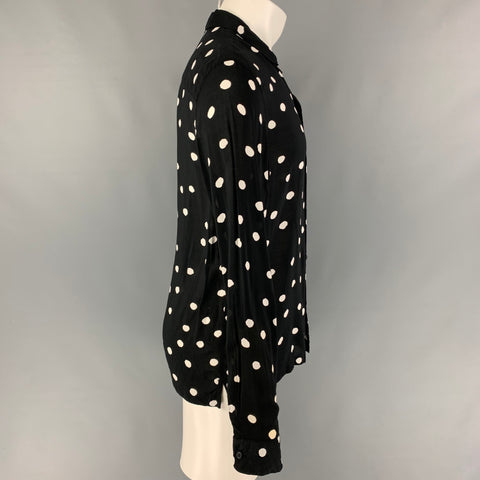 ALLSAINTS Size M Black White Polka Dot Viscose Button Up Long Sleeve Shirt