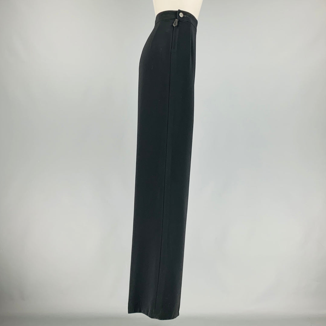 HERMES Size 8 Black Polyester Wide Leg Dress Pants Sui Generis Designer Consignment HERMES Size 8 Black Polyester Wide Leg Dress Pants Sui Generis Designer Consignment
