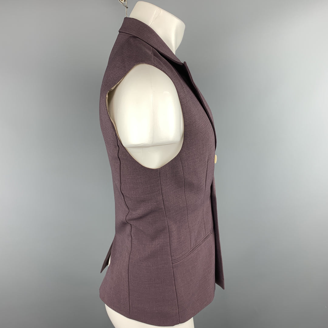 INITIAL Size XS Eggplant Solid Polyester Blend Vest
