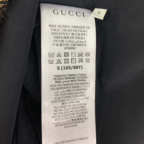 GUCCI Size S Gold Black Polyamide Blend Metallic Body Suit Dress Top