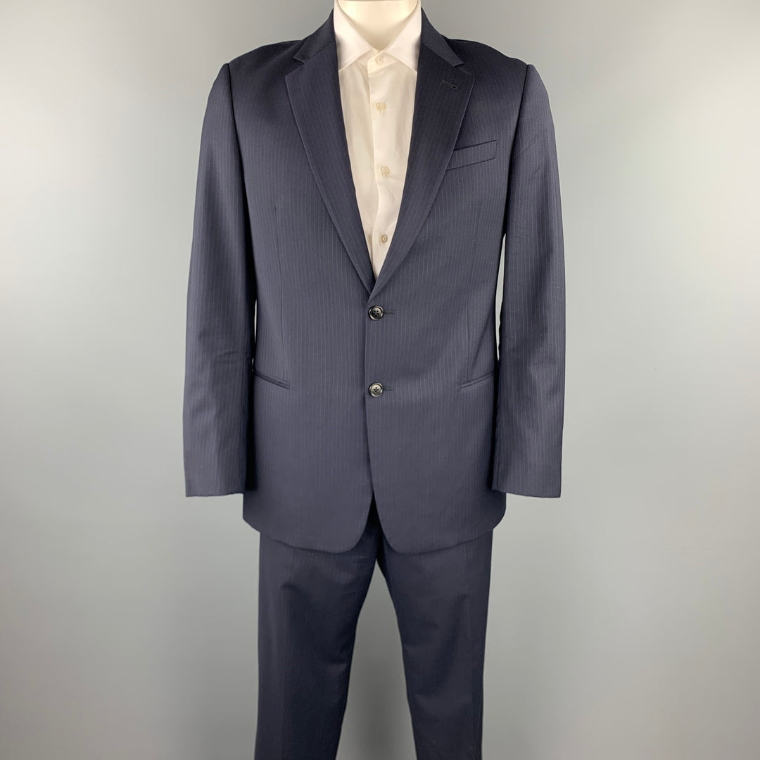 ARMANI COLLEZIONI Size 42 Regular Navy Pinstripe Wool Notch Lapel Suit