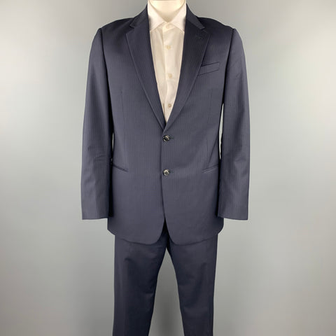 ARMANI COLLEZIONI Size 42 Regular Navy Pinstripe Wool Notch Lapel Suit