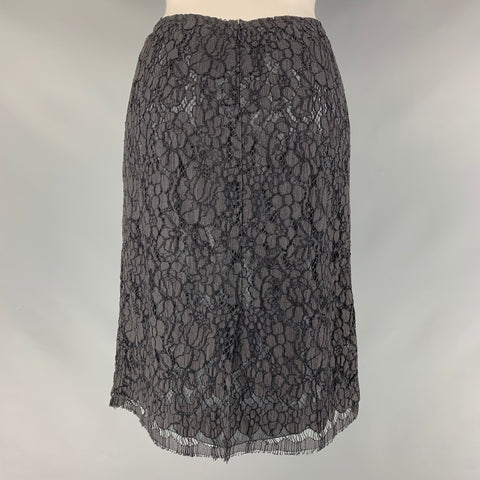 PRADA Size 4 Black Slate Cotton Blend Pencil Skirt