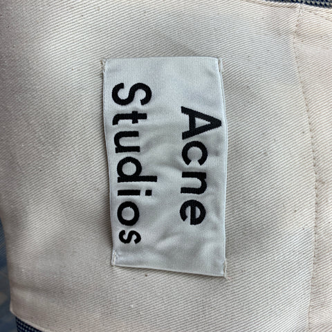 ACNE STUDIOS Size 42 Blue & Taupe Plaid Polyester Zip Up Jacket