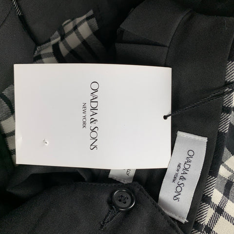 OVADIA & SONS Size 30 Black & White Plaid Wool Side Tabs Dress Pants