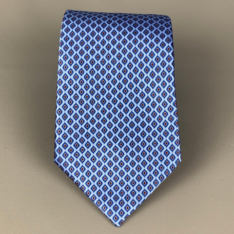 ERMENEGILDO ZEGNA Blue Red Squares Silk Tie