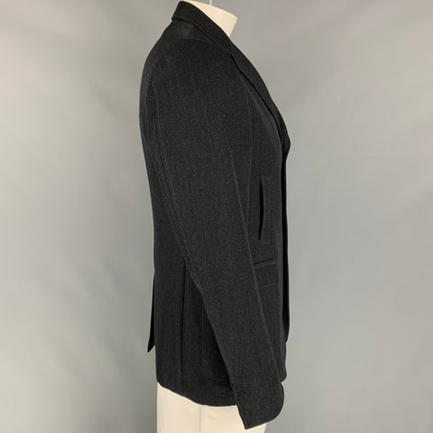 GUCCI Taille 42 Veste à simple boutonnage en laine sergée charbon de bois