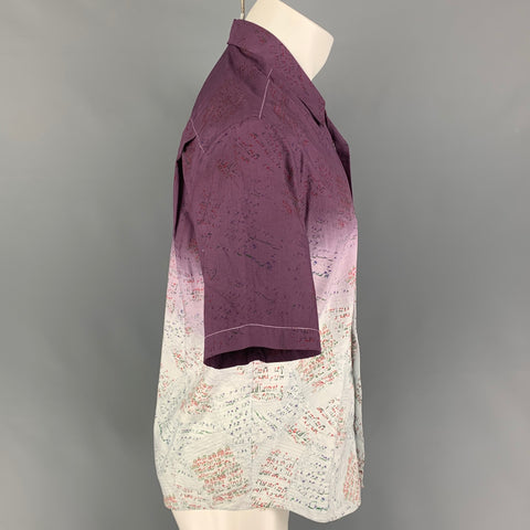 JONATHAN COHEN Size M Purple Graphic Silk Short Sleeve Shirt
