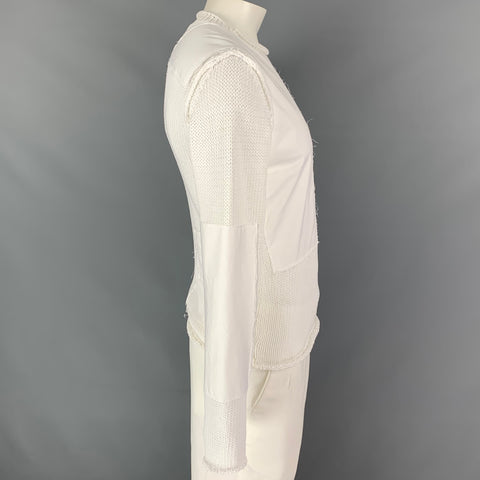 ISABEL BENENATO SS 18  Size L White Knitted Cotton / Polyester Crew-Neck Pullover