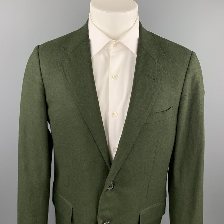 LANVIN Size 40 Regular Hunter Green Wool Blend Sport Coat