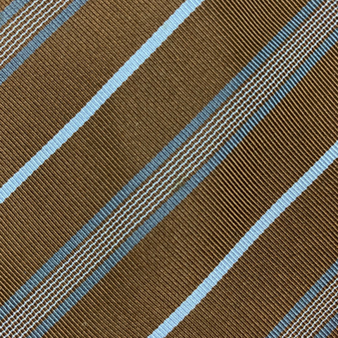 MICKY Brown Blue Diagonal Stripe Silk / Cotton Twill Tie