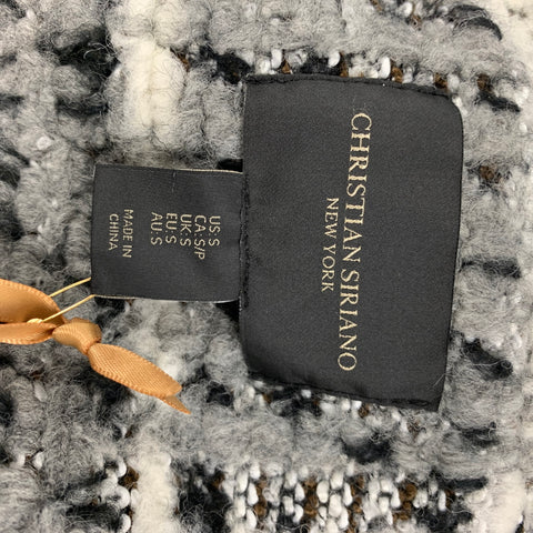CHRISTIAN SIRIANO Size S Grey Black & White Wool Blend Tweed Notch Lapel Coat