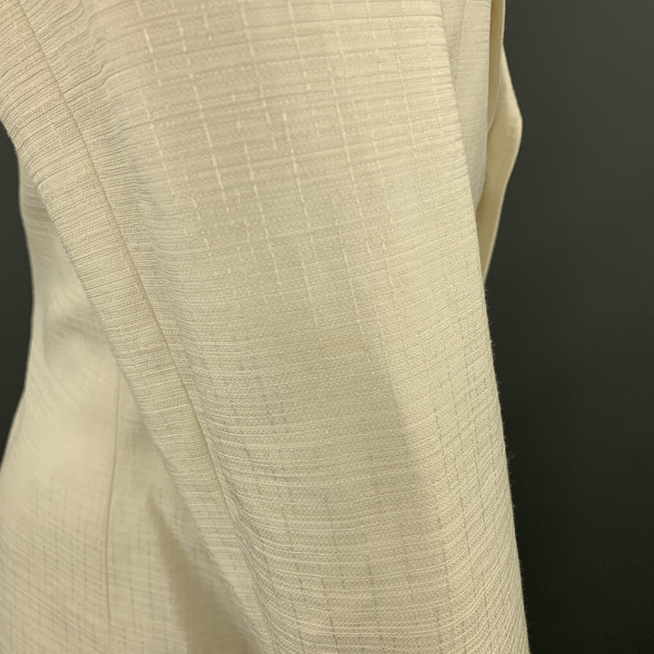 DOLCE & GABBANA Size 40 Cream Textured Cotton / Silk Peak Lapel Sport Coat