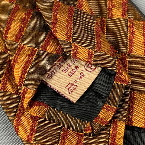 ROMEO GIGLI Orange Black Rectangles Silk Tie