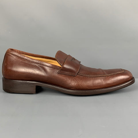 NORDSTROM Size 9 Brown Leather Penny Strap Duncan Loafers