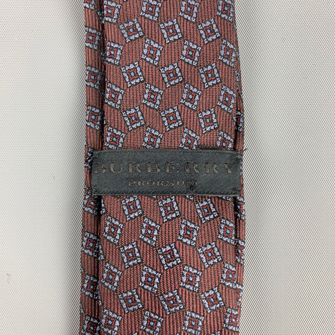 BURBERRY PRORSUM Brown Silk Print Skinny Tie