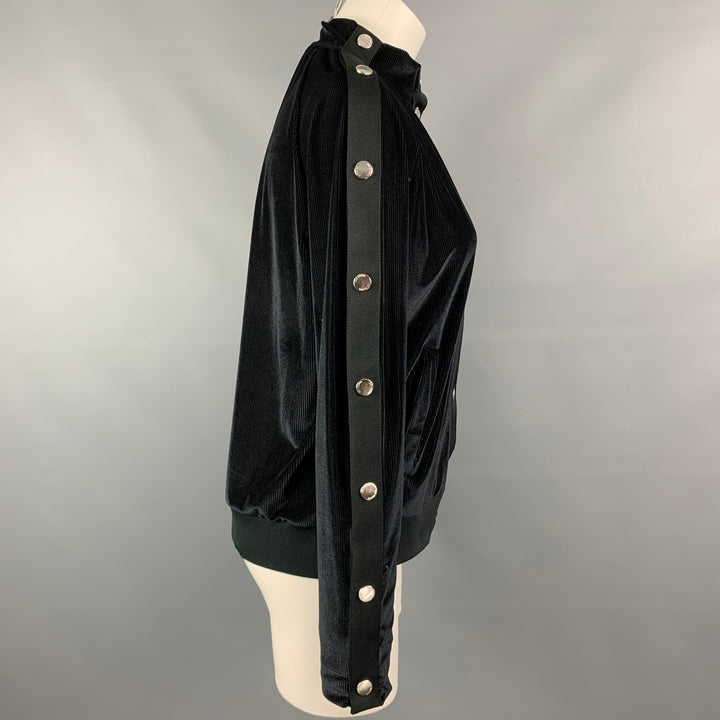 LOVE MOSCHINO Talla 6 Chaqueta bomber con botones a presión de poliéster texturizado negro