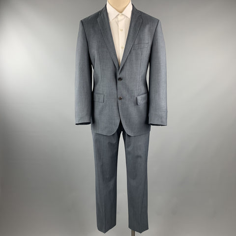 HUGO BOSS 38 Traje azul marino de lana Lana con solapa de muesca 32 x 30