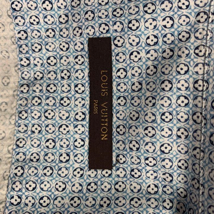 LOUIS VUITTON Size L Light Blue Print Cotton Button Up Long Sleeve Shirt