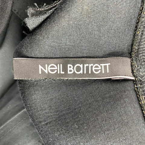 NEIL BARRETT Skinny Fit Size L Black Ribbon Trim Viscose Sweatpants