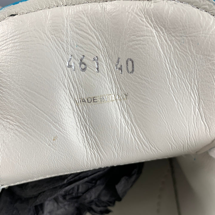 PRADA Size 10 White Multi-Color Leather Aplique Low Top Sneakers