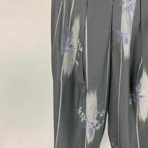ETRO Size 32 Grey Charcoal Abstrat Floral Wool Cotton Dress Pants