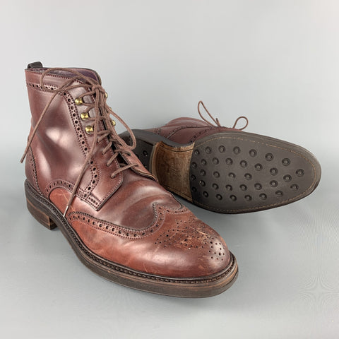 CARMINA Size 10 Burgundy Perforated Wingtip Ankle Boots