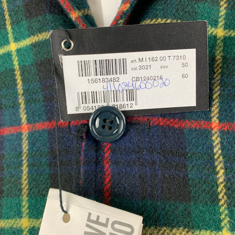 MOSCHINO Chest Size 40 Size 40 Green Navy Plaid Notch Lapel Jacket