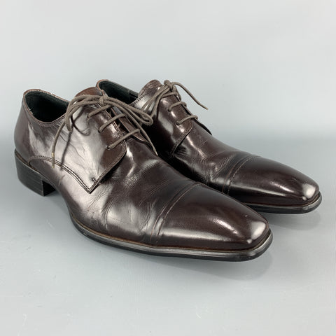 KENNETH COLE Taille 8 Cuir marron foncé Bout carré à lacets