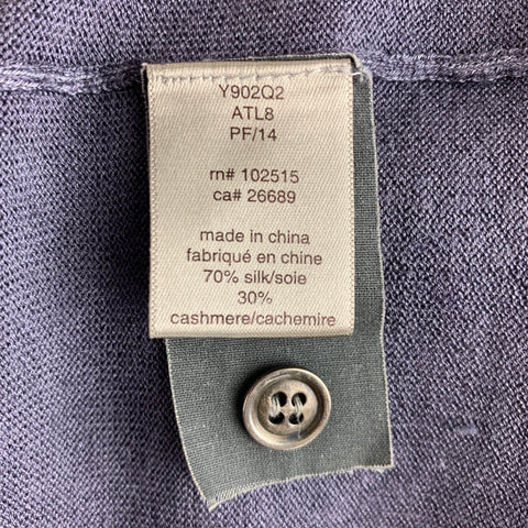 JOHN VARVATOS Size S Purple Silk / Cashmere Henley Pullover