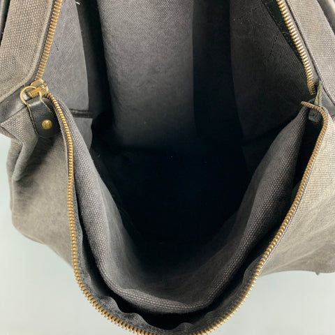 MARTIN MARGIELA Charcoal Canvas Cotton Shoulder Strap Sack Bag