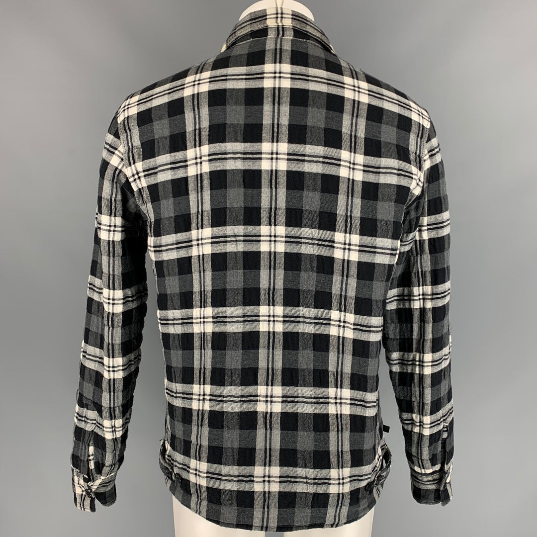 C'N'C by CoSTUME NATIONAL Size 40 Black & White Plaid Polyester / Cotton Shirt Jacket