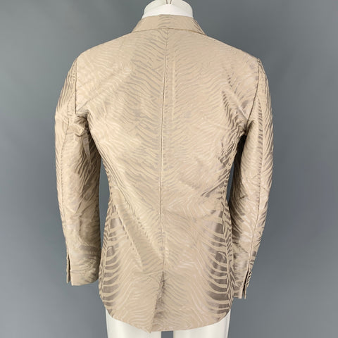 ROBERTO CAVALLI Taille 38 Manteau de sport en mélange de polyester jacquard beige
