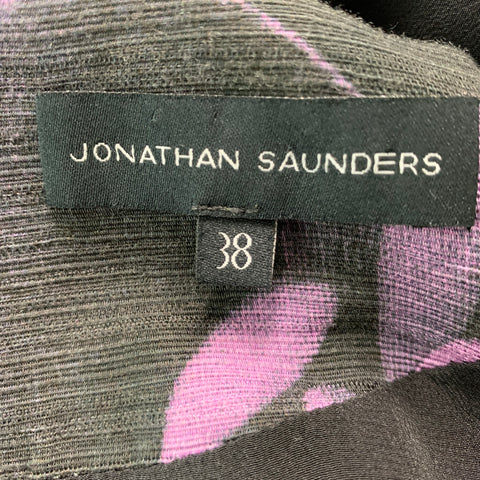 JONATHAN SAUNDERS Size 2 Black and Purple Cotton &  Viscose Floral Dress