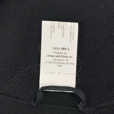 RICK OWENS VICIOUS S/S 14 Size M Black Knitted Virgin Wool Asymmetrical Cardigan