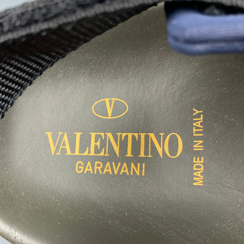 VALENTINO Size 12 Black & Navy Color Block Straps Sandals