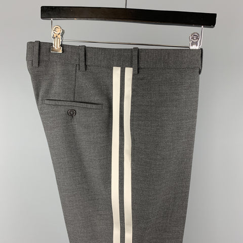 NEIL BARRETT Size 36 Dark Gray Solid Wool Blend Tuxedo Dress Pants