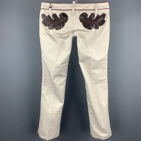 DSQUARED2 Size 30 Ivory Embellishment Cotton Low Rise Casual Pants